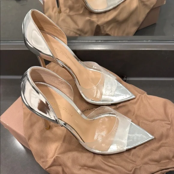Ganvito Rossi Bree Silver and Clear Heels - Picture 2 of 4
